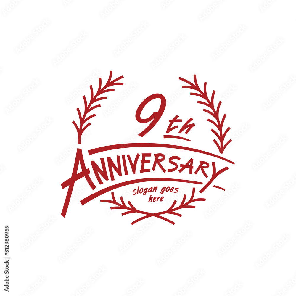 9 years design template. Ninth years logo. Vector and illustration. 9 years design template. Ninth years logo. Vector and illustration.