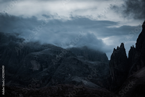 dark mountains and heavy clouds