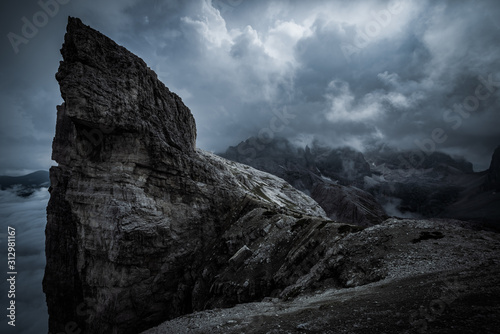 dark mountains and heavy clouds