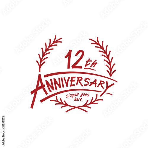 12 years design template. Twelfth years logo. Vector and illustration. 