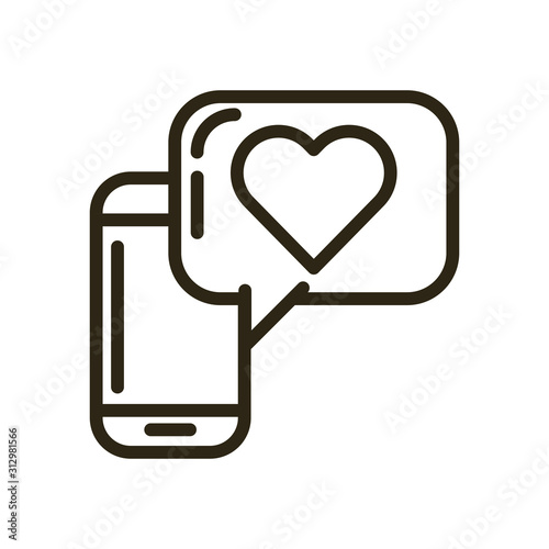 smartphone with speech bubble and heart