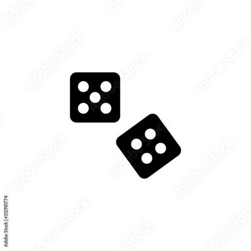 Game dice sign. Flat Icon vector illustration, black symbol on white background 