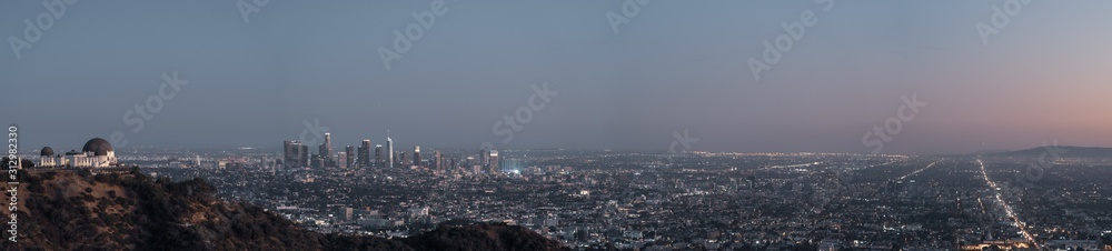 Griffith Observatory with a view of the LA skyline in the background
