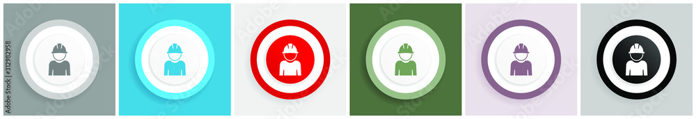Engineer icon, worker, manager, employe vector illustrations in 6 colors options for web design and mobile applications in eps 10 Engineer icon, worker, manager, employe vector illustrations in 6 colors options for web design and mobile applications in eps 10