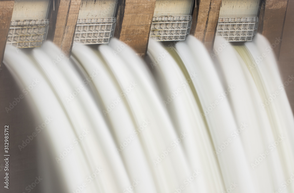 Caniçada dam discharge during the flood period - December 2019 (close-up)