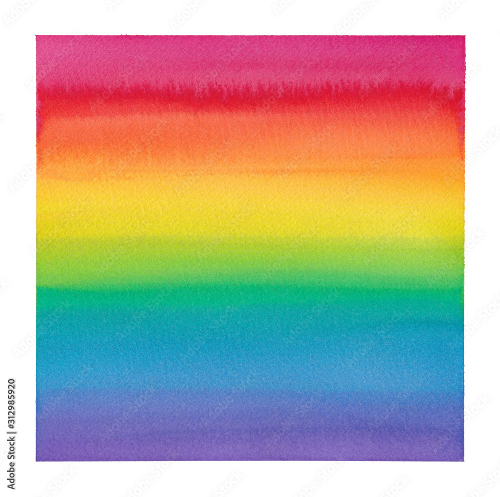 Rainbow abstract watercolor square background