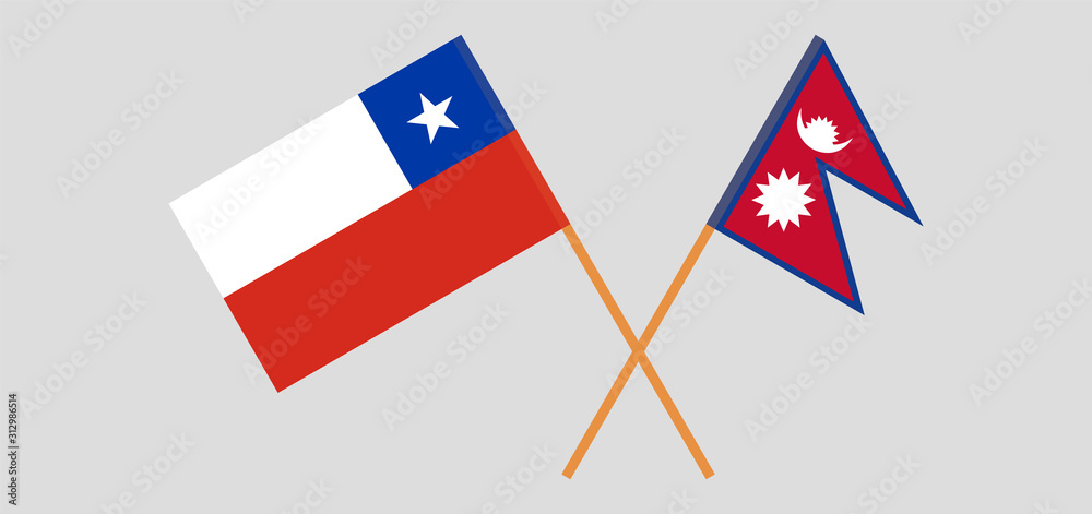 Crossed flags of Nepal and Chile