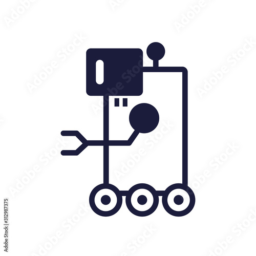 robot with wheels cyborg isolated icon