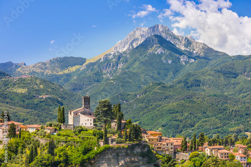 Duomo of Barga with La Pania della Croce, Apuane Alps, Tuscany
