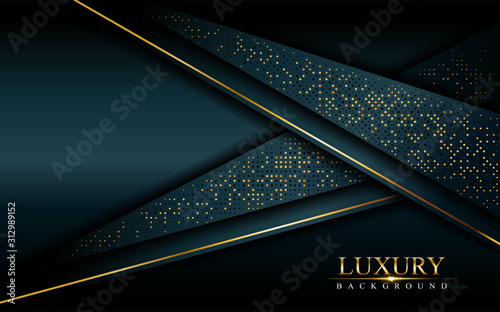 Luxurious dark background combine with golden lines and textured overlap layer design