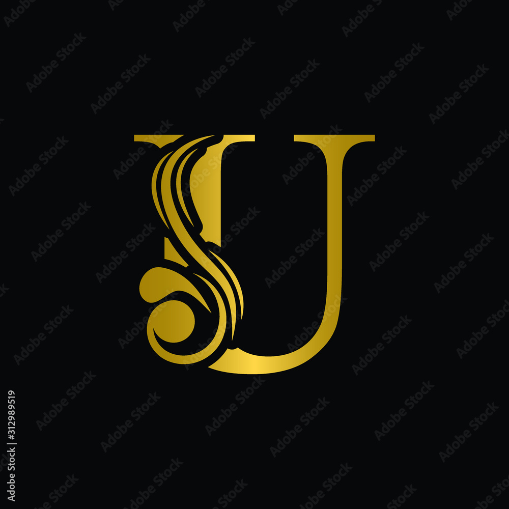 Golden letter . Gold flower alphabet. Beautiful golden capital letters with shadow Golden letter . Gold flower alphabet. Beautiful golden capital letters with shadow