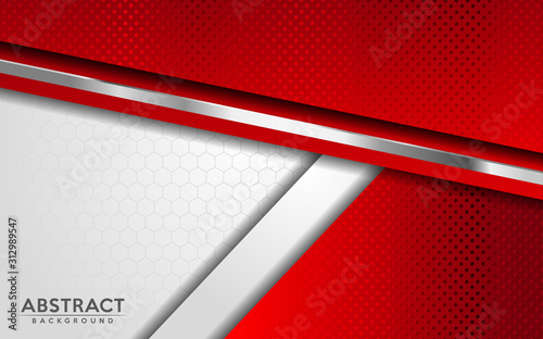 Modern abstract white and red background with 3D Overlap layers effect.