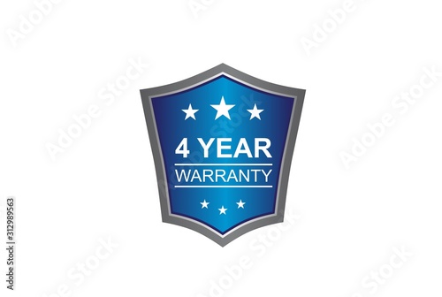 Blue metallic 4 year warranty shield