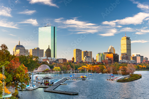 Boston, Massachusetts, USA skyline on the Charles River photo