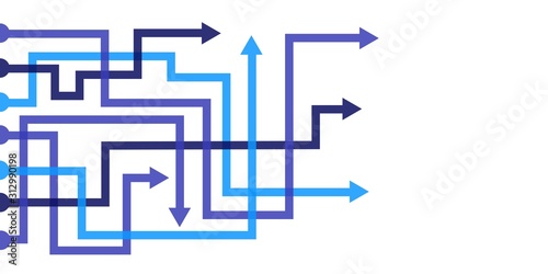 Direction concept. Abstract blue arrows minimal flat design.