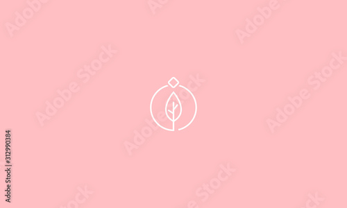 A line art icon logo of a leaf with diamond on top of it 
