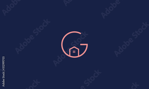 Alphabet letter monogram icon logo G with a house