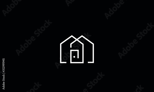 A line art icon logo of a house 