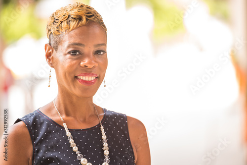 Black Businesswoman Outside at the Park in a Dress