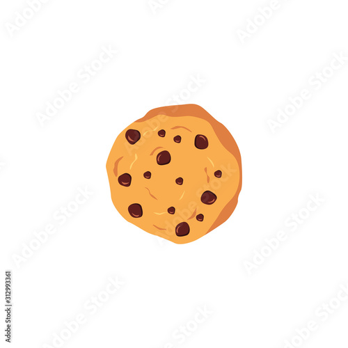 Chocolate chip cookie illustration in vector.