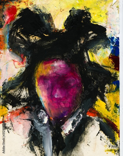 Papier peint Person blurred portrait hand drawn creative illustration