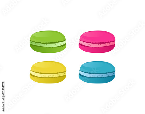 Set of colorful macarons. Collection of french sweets macarons