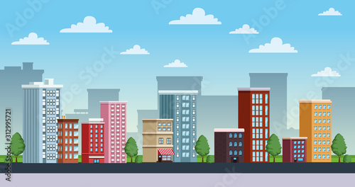 buildings cityscape urban scene icon