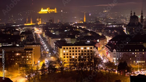 timelapse of Würzburg city at night