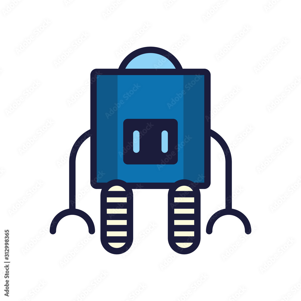 robot with wheels cyborg isolated icon
