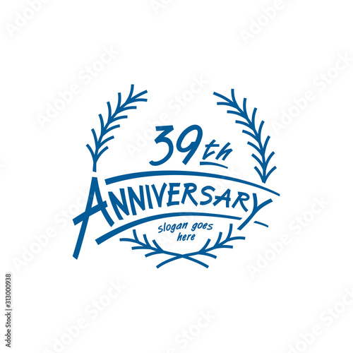 39 years design template. Thirty ninth years logo. Vector and illustration. 