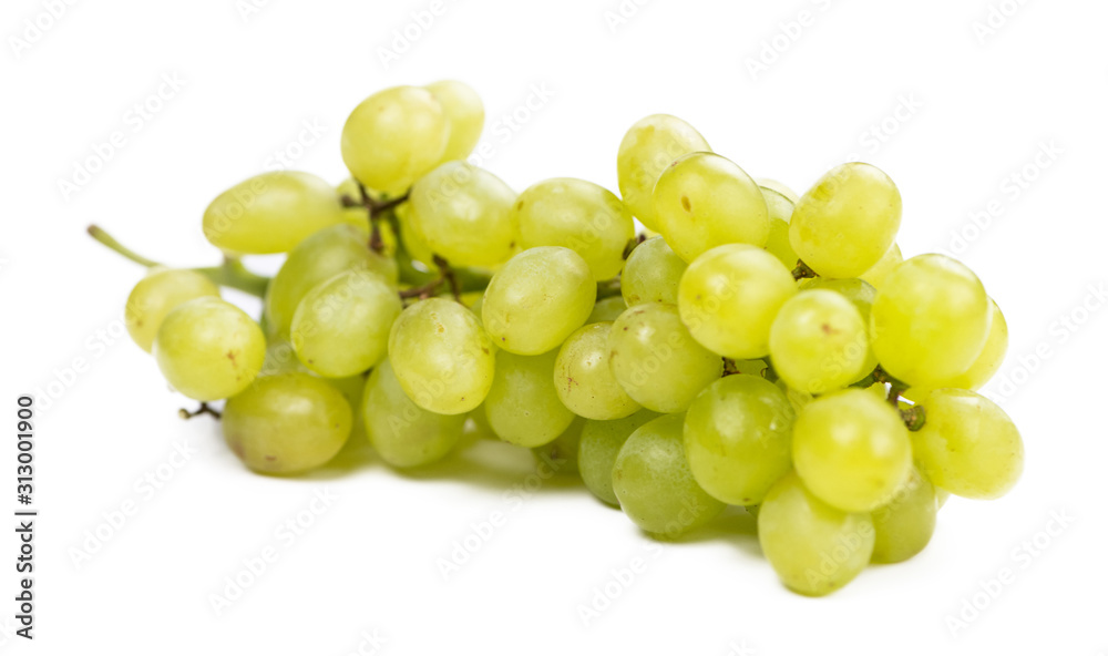 Some White Grapes isolated on white (selective focus)