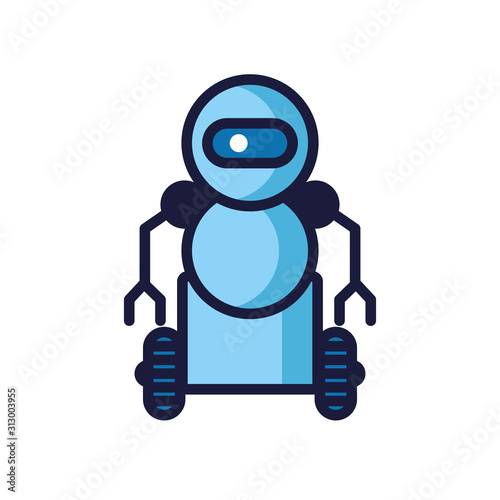 robot with wheels cyborg isolated icon