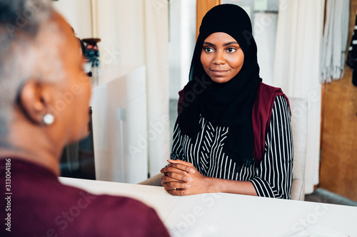 Woman interviewing for job
