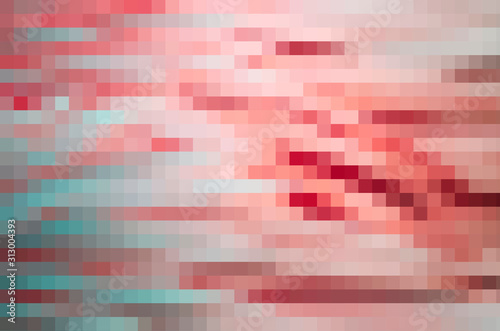 Abstrakter Hintergrund mit geometrischen Muster, Rechtecken in Pastell Rot, Pink, Coral, Mint Grün, Weiß.