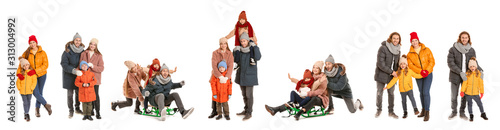 Set of family in winter clo...