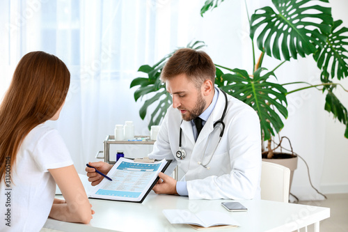 Male doctor working with fe...