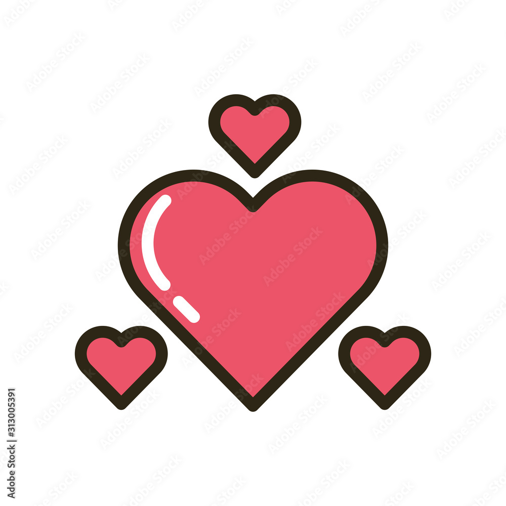 happy valentines day hearts icons