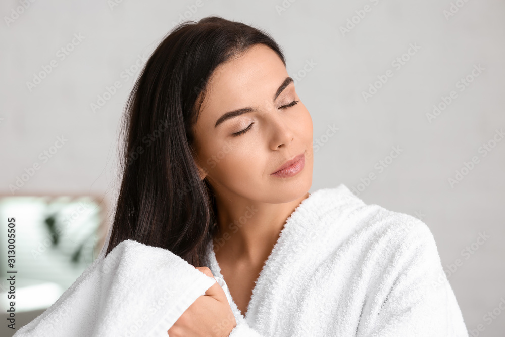 Beautiful young woman after taking bath at home Beautiful young woman after taking bath at home