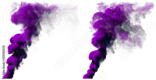 3D illustration of object - nice purple pillar of smoke isolated on white color