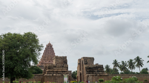 Brihadeeswarar temple in Gangaikonda Cholapuram, Tamil NAdu, South India on overcast day photo