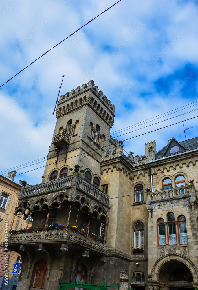 Old architecture in Lviv center, Ukraine