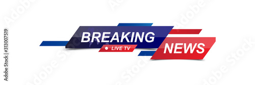 Breaking News template title with world map on white background for screen TV channel. Flat vector illustration EPS10