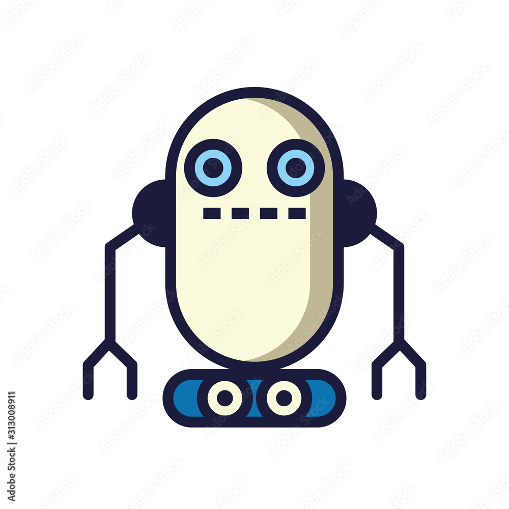robot with wheels cyborg isolated icon robot with wheels cyborg isolated icon