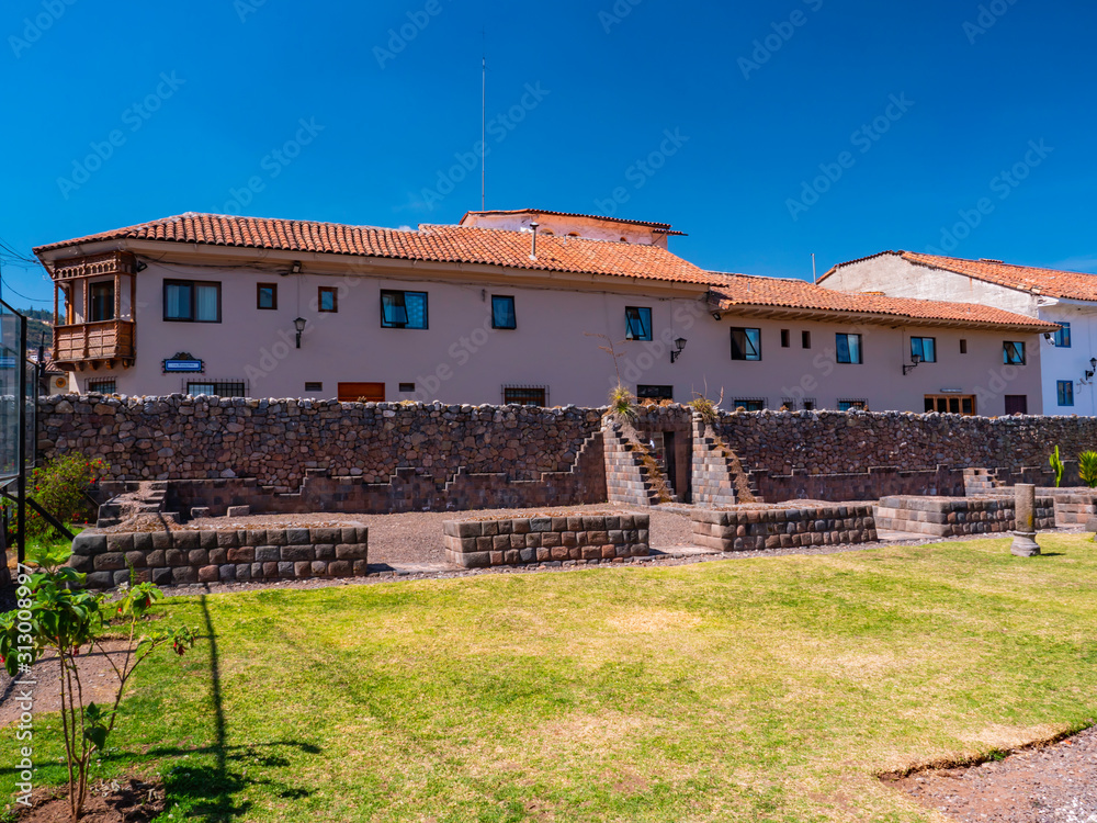 Ruins and archaeological remains of the Kusicancha temple, Cusco city, Peru