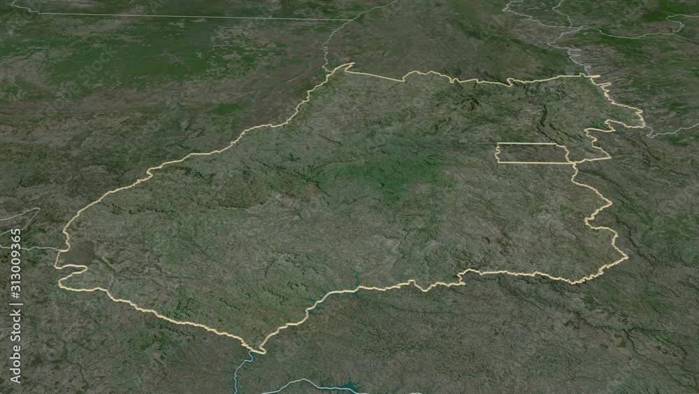 Goiás, state with its capital, zoomed and extruded on the satellite map of Brazil in the conformal Stereographic projection. Animation 3D Goiás, state with its capital, zoomed and extruded on the satellite map of Brazil in the conformal Stereographic projection. Animation 3D