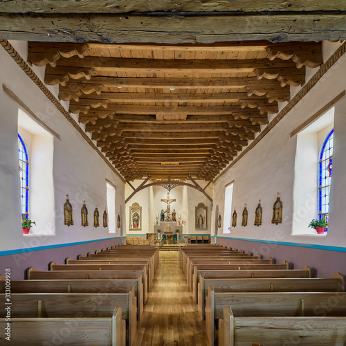 Empty nave of the San Miguel Church in Socorro, New Mexico © gnagel