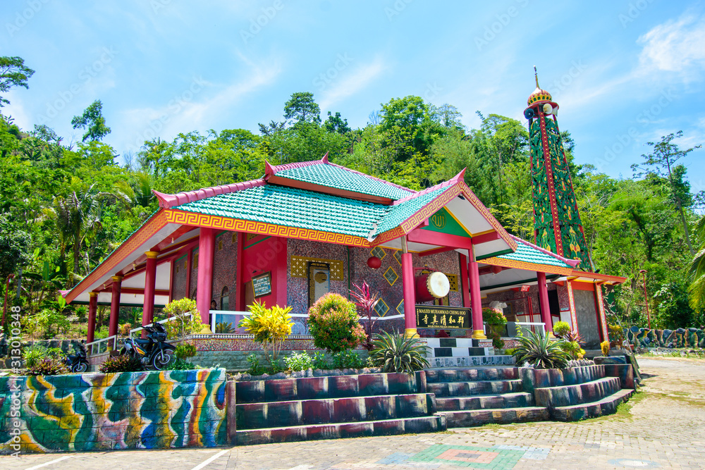 Naklejka premium Cheng Ho Mosque on Gua China beach, South Malang