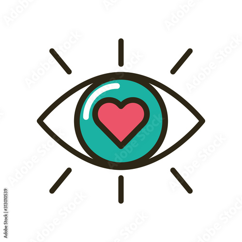 happy valentines day eye human with heart icon