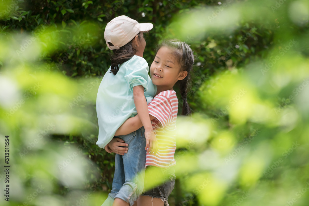 Fototapeta premium happy children playing and having fun in summer