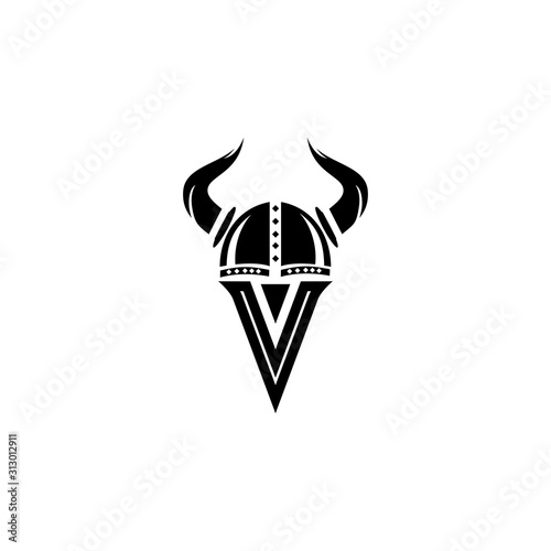 Viking warrior logo design vector illustration